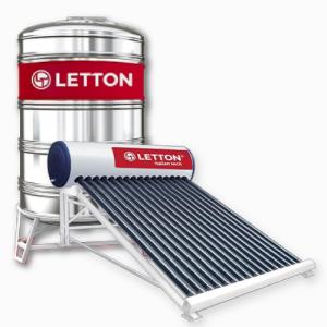 combo máy nước nóng mặt trời và bồn inox đứng Letton